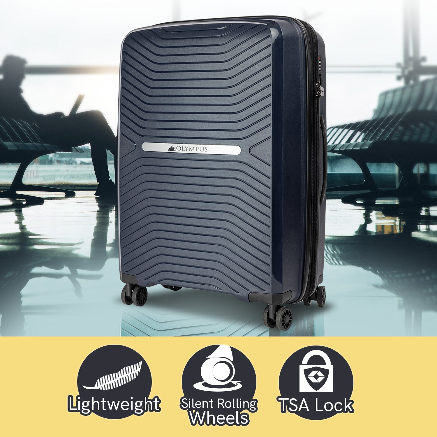 Olympus Astra 24in Lightweight Hard Shell Suitcase - Aegean Blue - Home & Garden > Travel