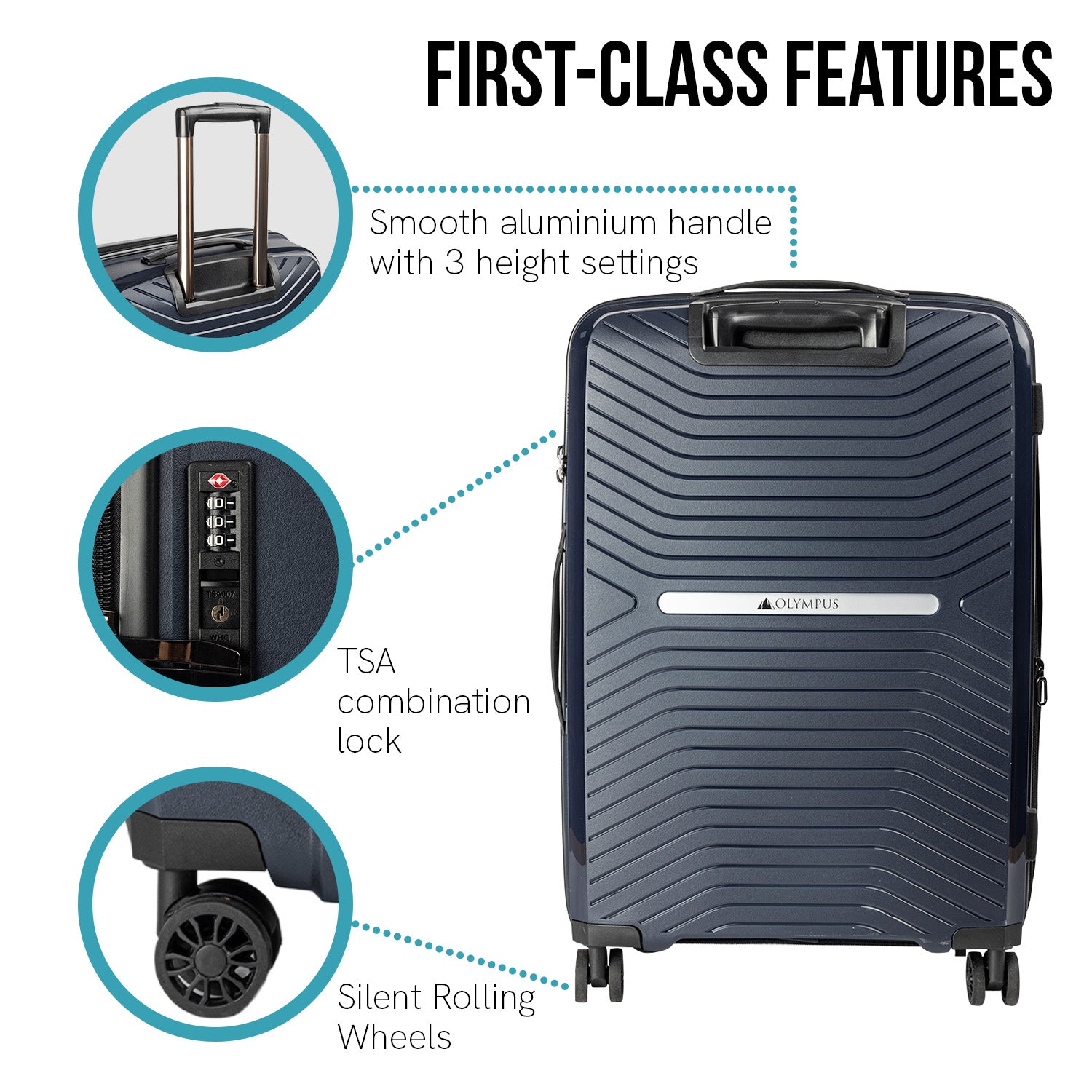 Olympus Astra 24in Lightweight Hard Shell Suitcase - Aegean Blue - Home & Garden > Travel