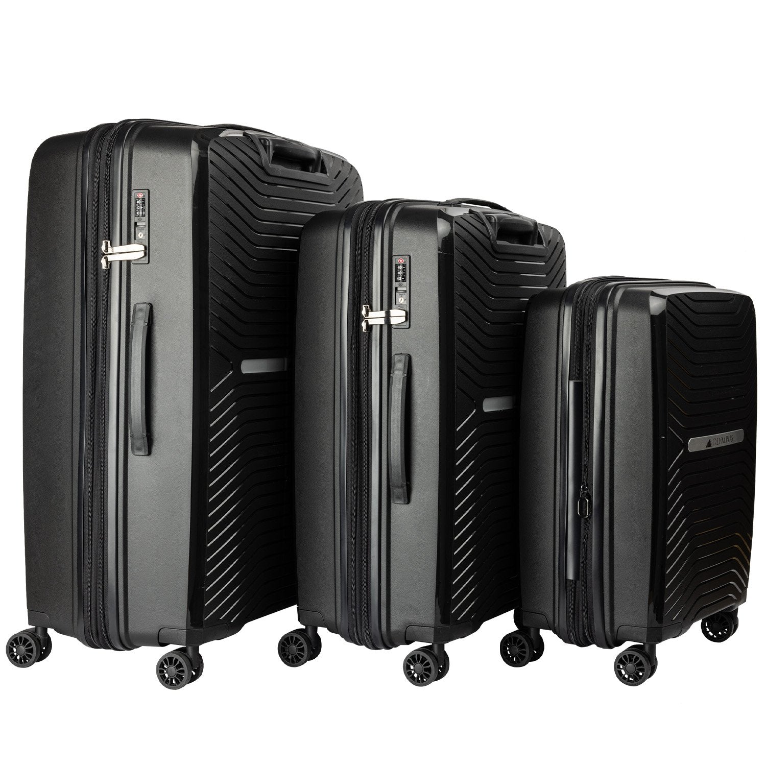 Olympus 3PC Astra Luggage Set Hard Shell Suitcase - Obsidian Black - Home & Garden > Travel