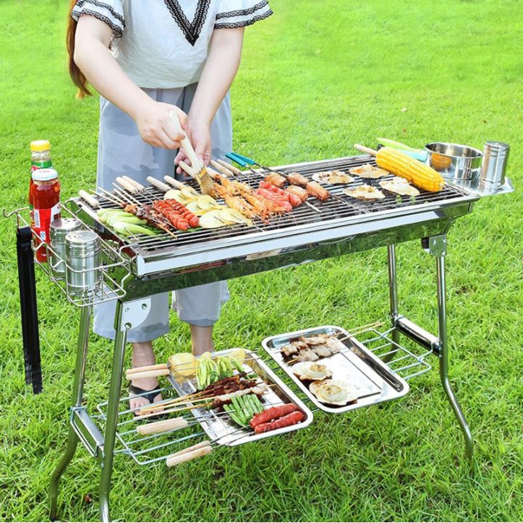 BBQ Grill Barbecue Set Charcoal Kabob Stove Portable Foldable Camping Picnic - Home & Garden > BBQ