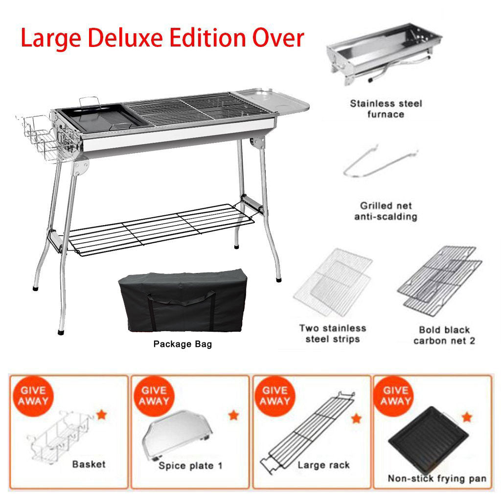 BBQ Grill Barbecue Set Charcoal Kabob Stove Portable Foldable Camping Picnic - Home & Garden > BBQ