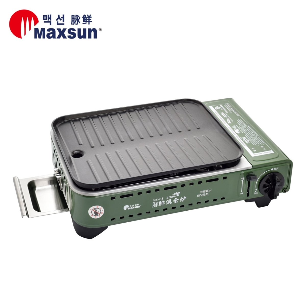 Portable Gas BBQ Stove PRO Grill Plate Burner Butane Camping Gas Cooker With Non Stick Pan and Lid - Outdoor > Camping