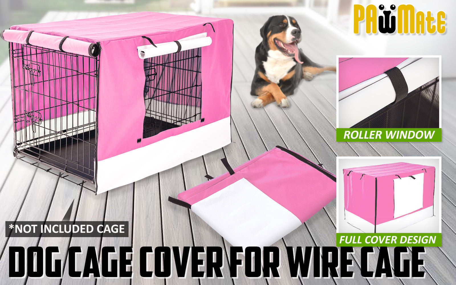 Paw Mate Pink Cage Cover Enclosure for Wire Dog Cage Crate 24in - Pet Care > Dog Supplies