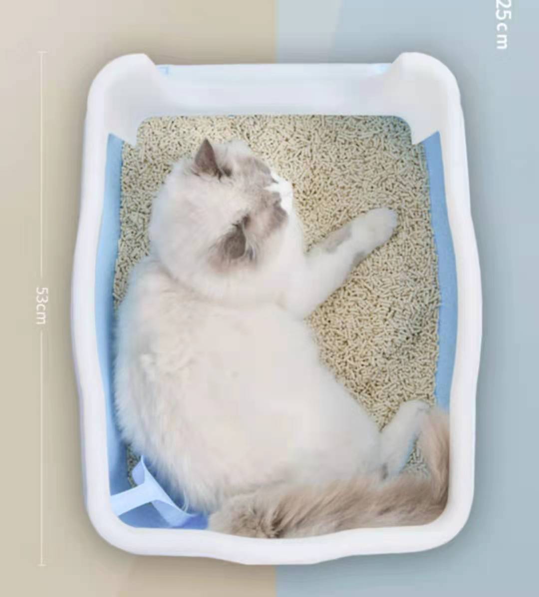 YES4PETS Large Deep Cat Kitty Litter Tray High Wall Pet Toilet Tray With Scoop Blue - Pet Care > Cat Supplies