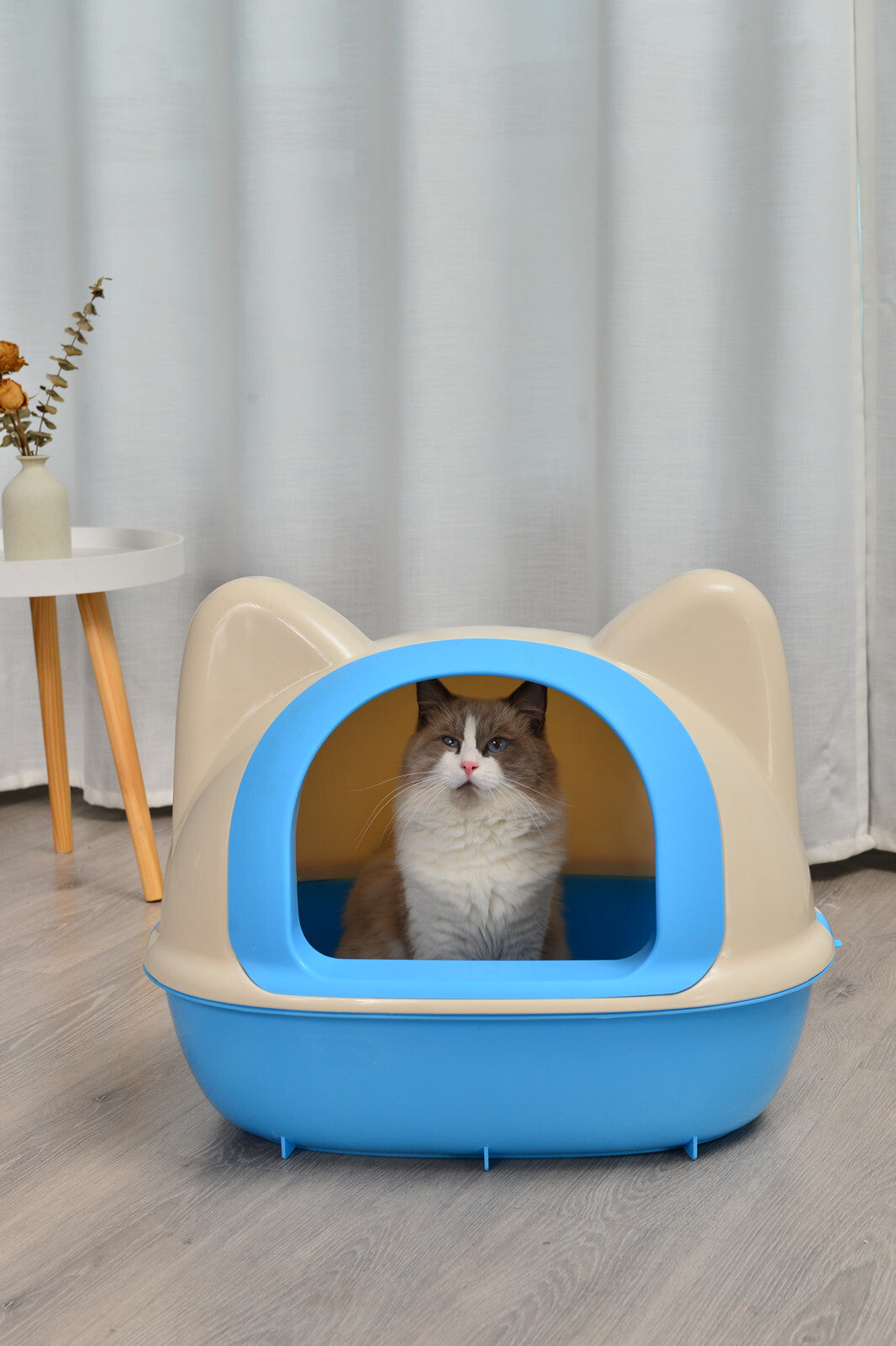 YES4PETS Large Hooded Cat Toilet Litter Box Tray House With Scoop Blue - Pet Care > Cat Supplies