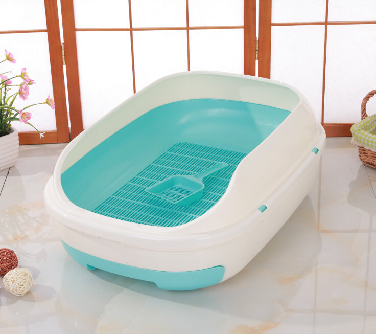 YES4PETS Large Portable Cat Toilet Litter Box Tray with Scoop and Grid Tray-Green - Pet Care > Cat Supplies