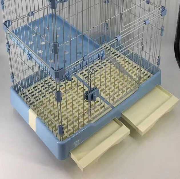 146 cm Blue Pet 4 Level Cat Cage House With Litter Tray & Wheel 72x47x146 cm - Pet Care > Cat Supplies