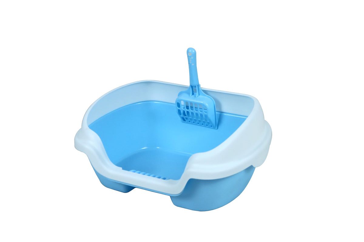 YES4PETS Small Portable Cat Rabbit Toilet Litter Box Tray with Scoop Blue - Pet Care > Cat Supplies