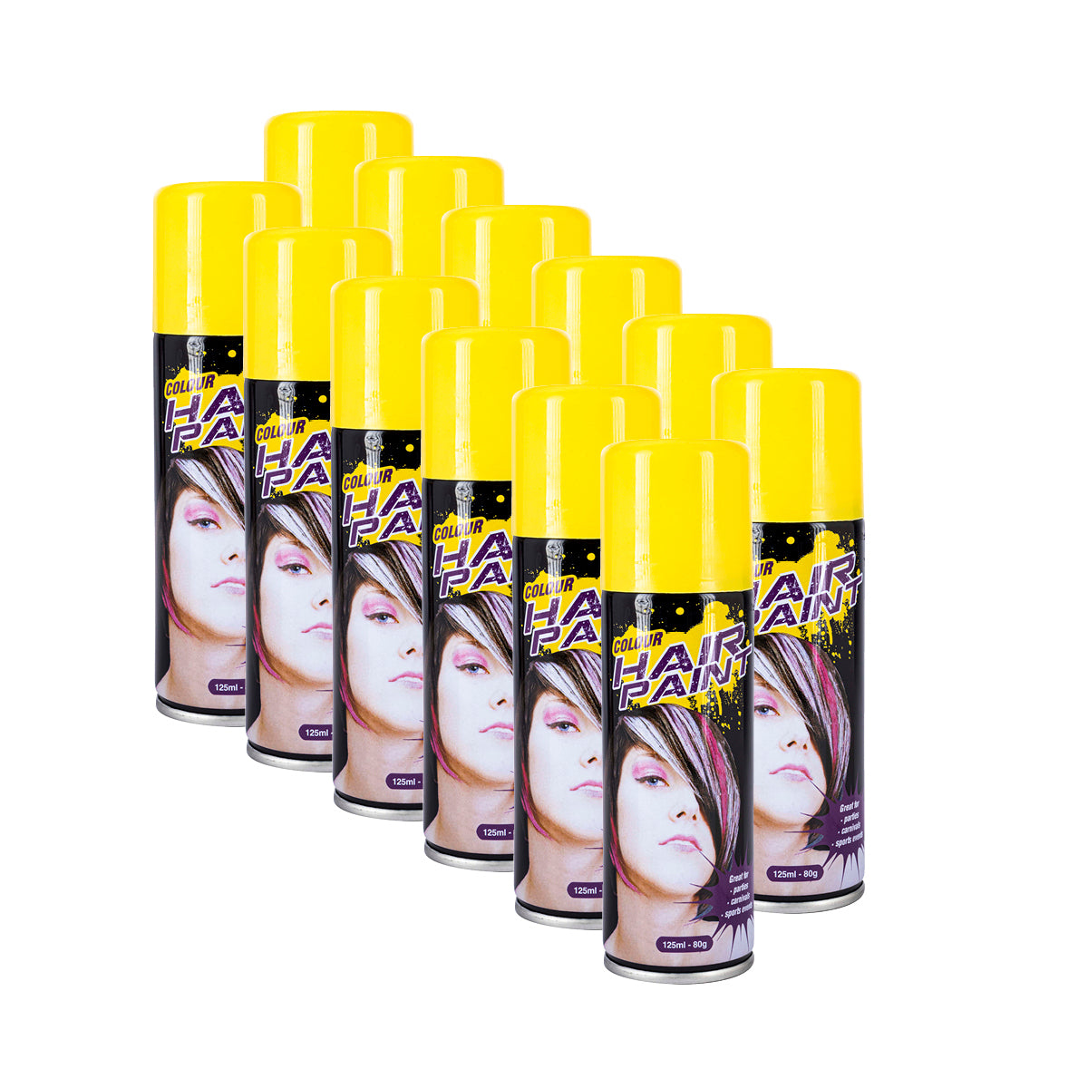 Party Central 12PCE Hair Spray Yellow Long Lasting Non-Sticky 125ml - Occasions > Costumes