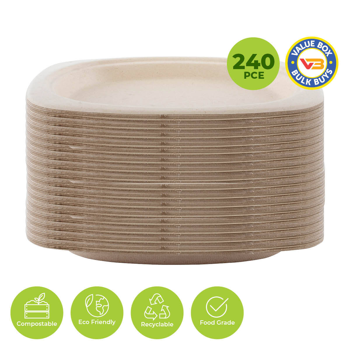 Party Central 240PCE Dinner Plates Oval Eco-Friendly Recyclable Durable 23cm - Occasions > Disposable Tableware