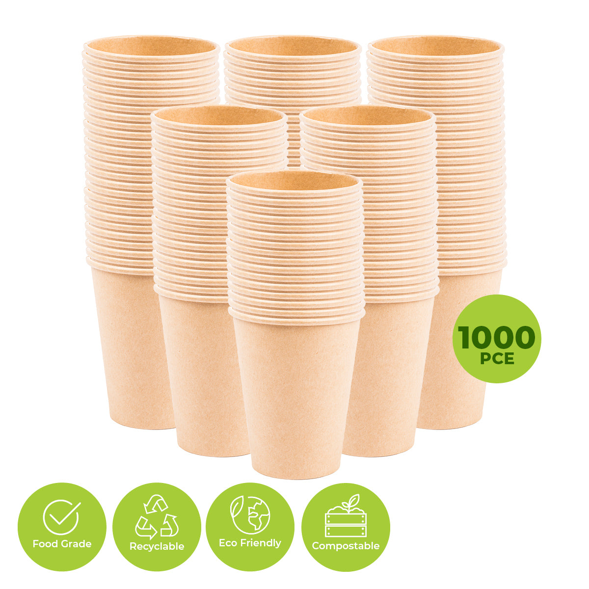 Party Central 1000PCE 354ml Coffee Cups Disposable Recycable 8.5 x 11cm - Occasions > Disposable Tableware