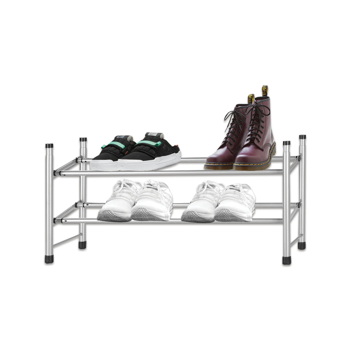 Home Master 6PCE Adjustable 2 Tier Shoe Racks Stainless Steel 35 x 62cm - Home & Garden > Laundry & Cleaning