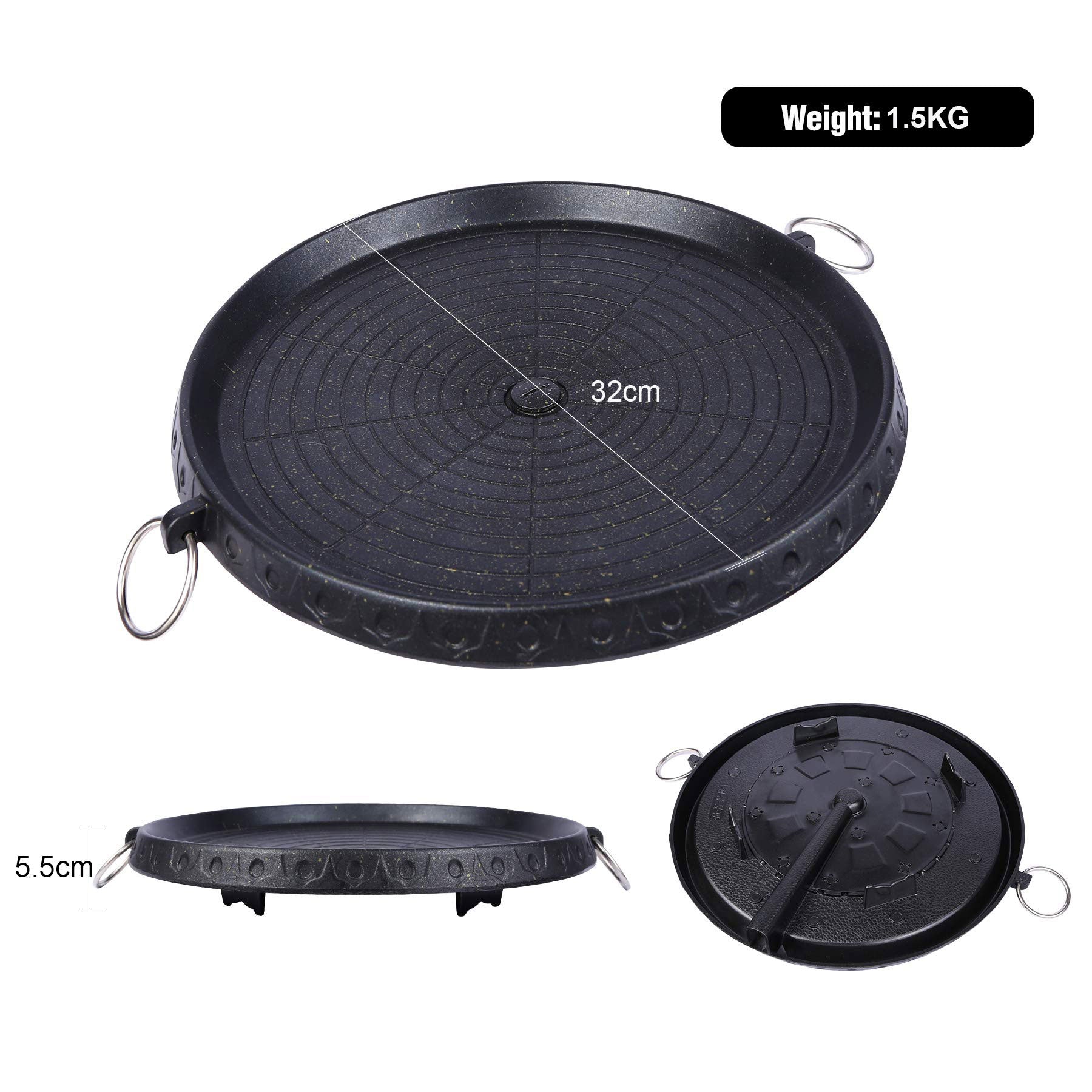 Korean BBQ Grill Pan Non-Stick Smokeless Stovetop BBQ Grill Plate Indoor Outdoor - Home & Garden > BBQ