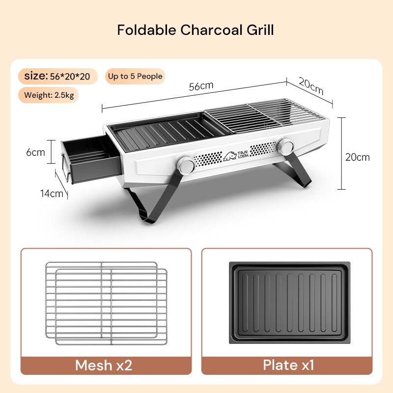 Foldable Portable Charcoal Frying Grill Grilling Outdoor Tabletop BBQ Grill For Camping Hiking Picnics - Appliances > Kitchen Appliances