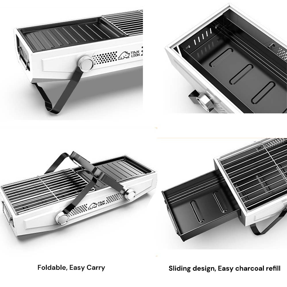 Foldable Portable Charcoal Frying Grill Grilling Outdoor Tabletop BBQ Grill For Camping Hiking Picnics - Appliances > Kitchen Appliances