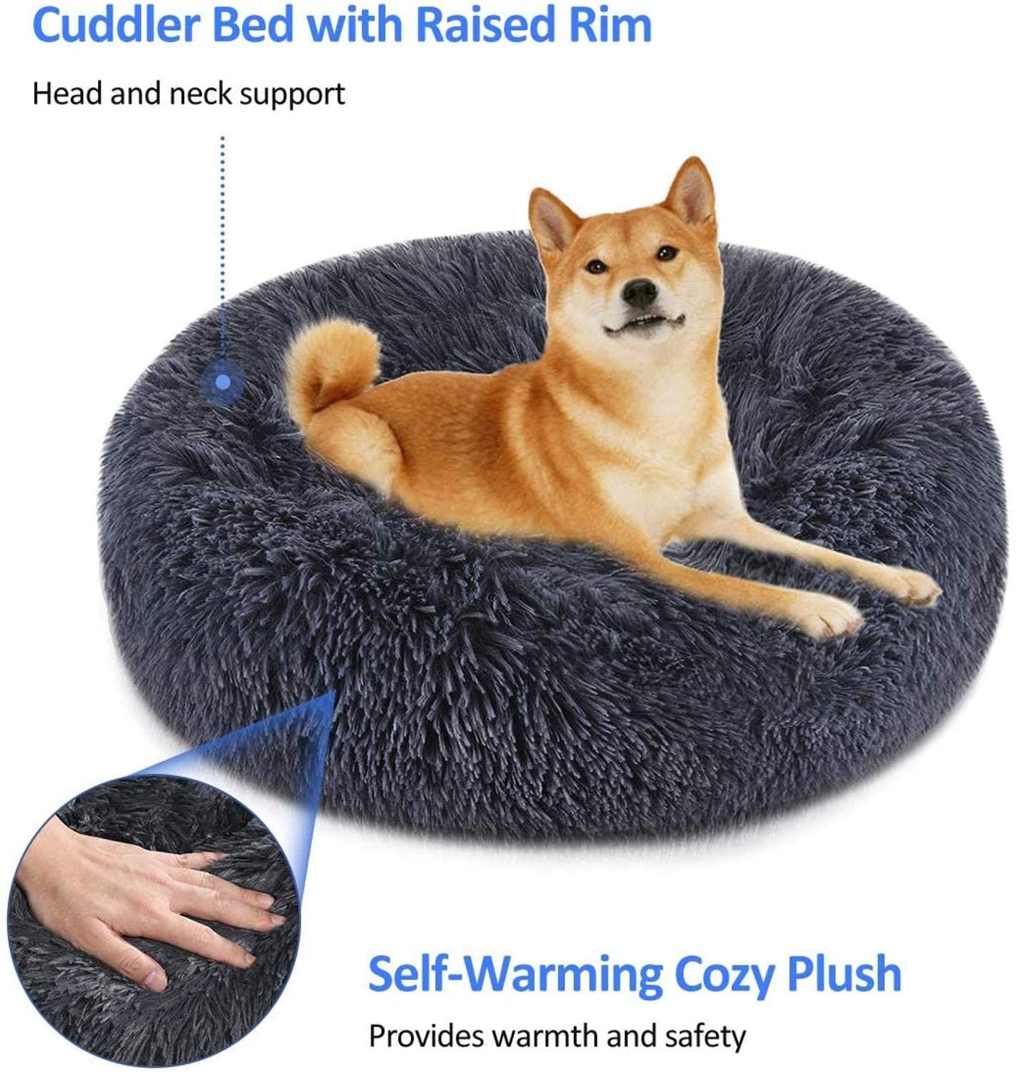 Soft Dog Bed Round Washable Plush Pet Kennel Cat Bed Mat Sofa Large 70cm - Pet Care > Dog Supplies