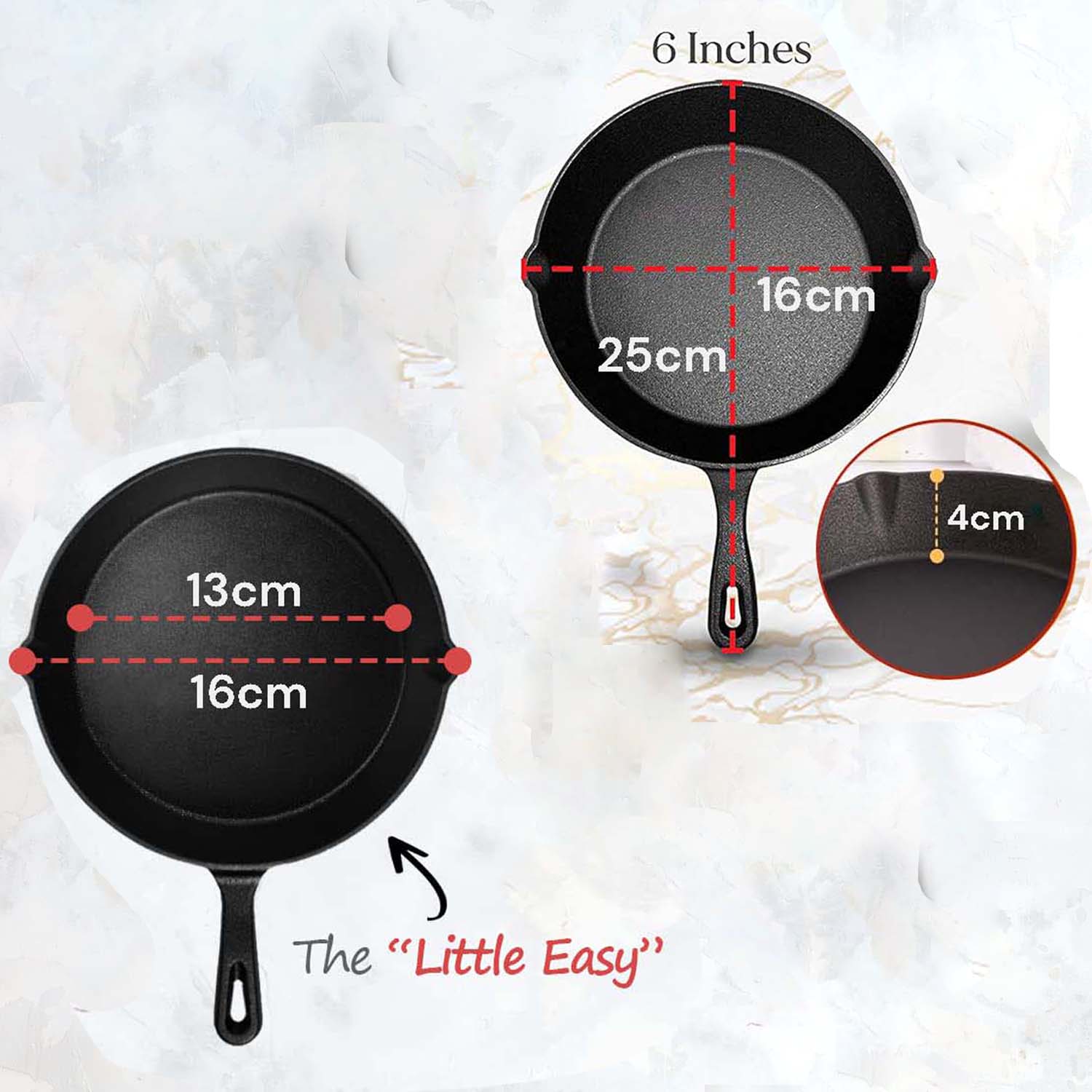 6inch 16cm Cast Iron Skillet Cookware Chef Quality Pre-Seasoned Pan Pans - Home & Garden > Kitchenware