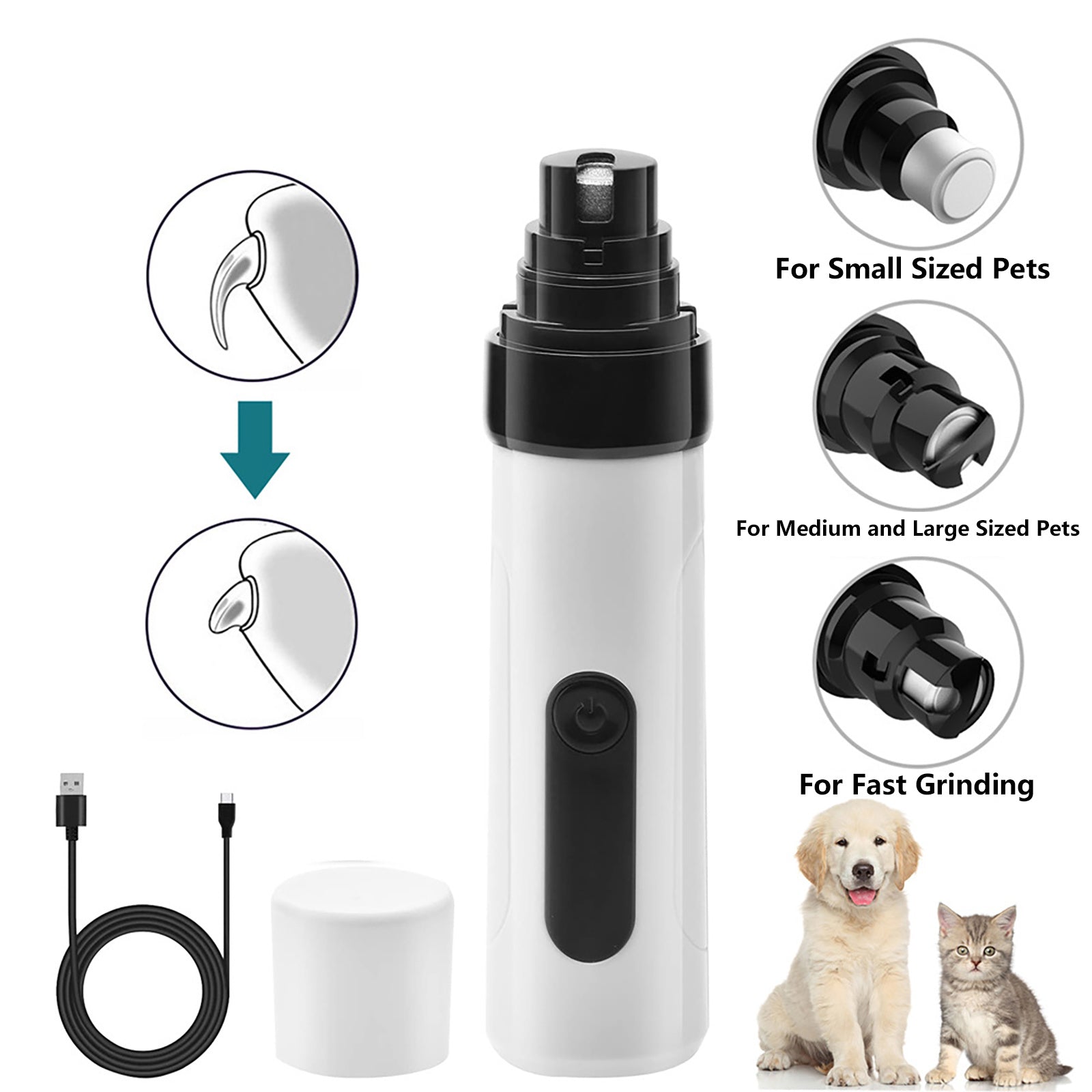 Pawfriends Pet Nail Polisher 2-Gear Electric Manicure for Cats and Dogs Full Automatic - Pet Care > Dog Supplies