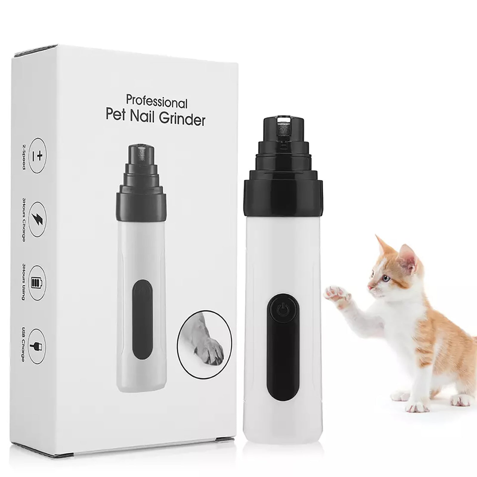 Pawfriends Pet Nail Polisher 2-Gear Electric Manicure for Cats and Dogs Full Automatic - Pet Care > Dog Supplies