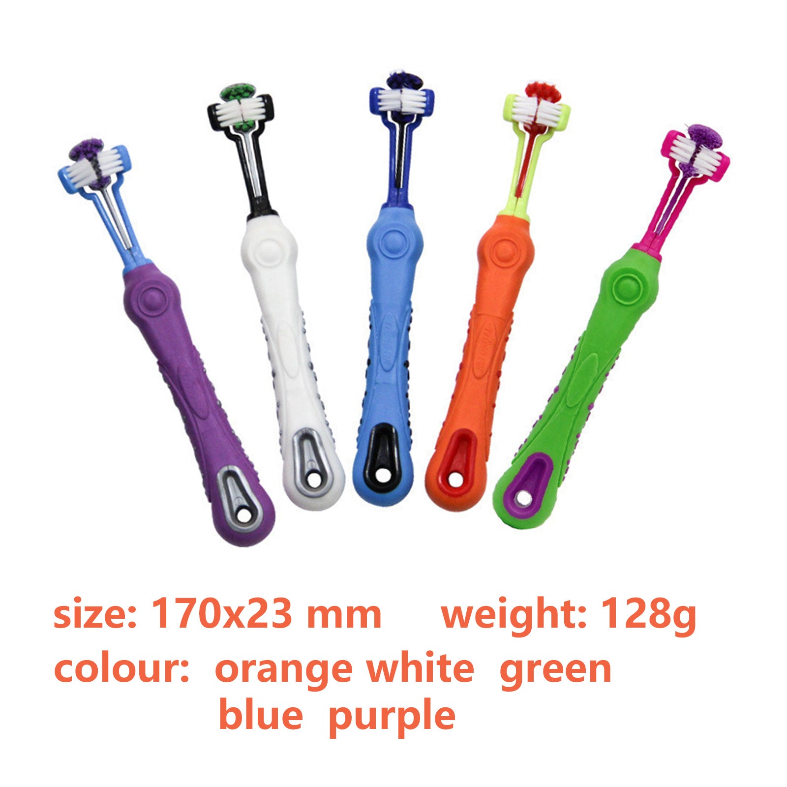 Pawfriends Pet Three-Head Multi-Angle Dog Cat Toothbrush Oral Cleaning Product Blue - Pet Care > Dog Supplies