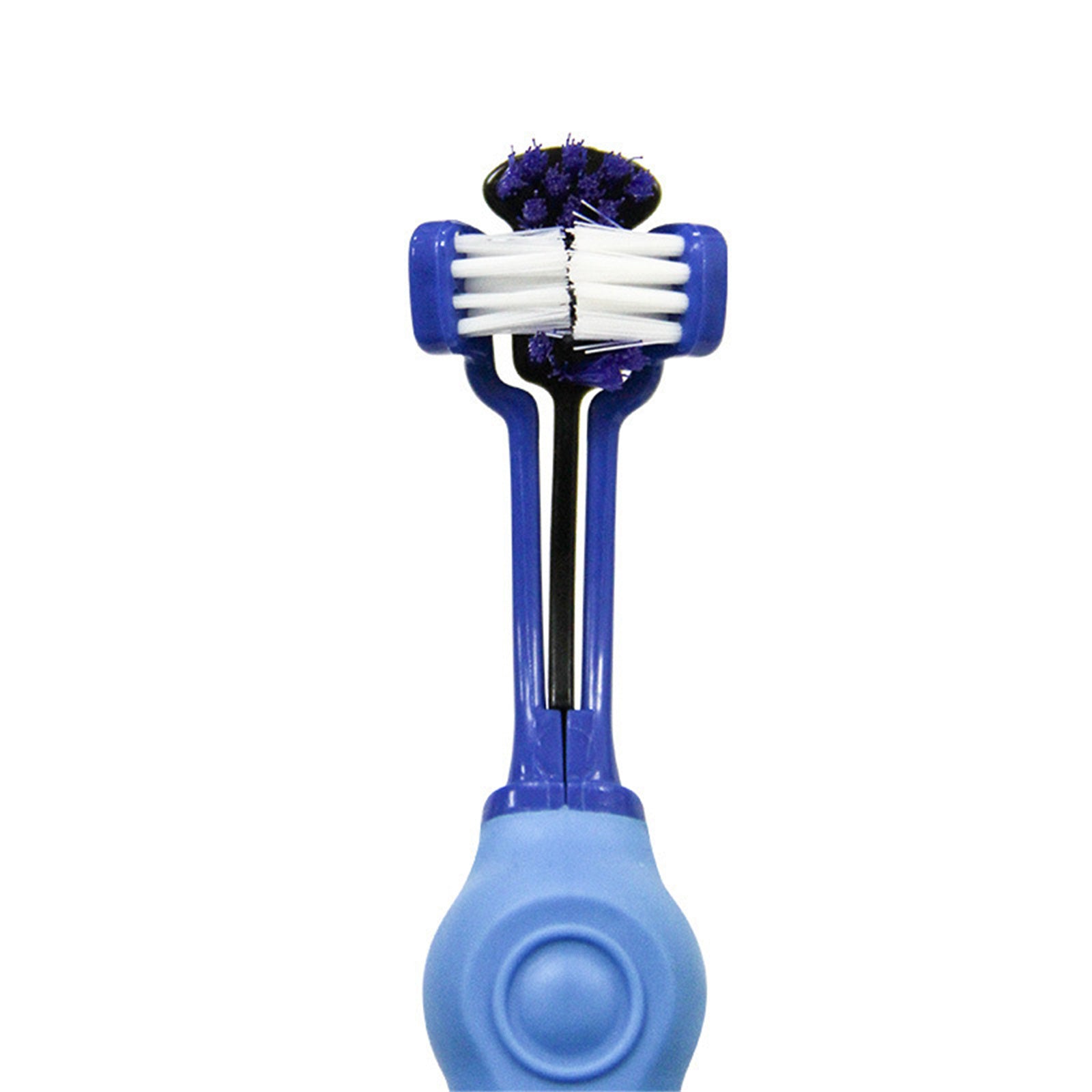 Pawfriends Pet Three-Head Multi-Angle Dog Cat Toothbrush Oral Cleaning Product Blue - Pet Care > Dog Supplies