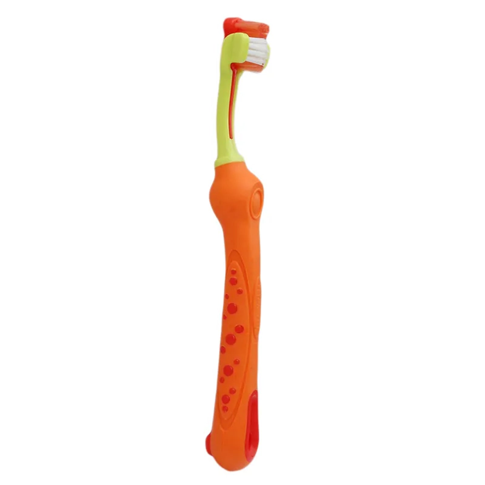 Pawfriends Pet Three-Head Multi-Angle Dog  Cat Toothbrush Oral Cleaning Product Orange - Pet Care > Dog Supplies