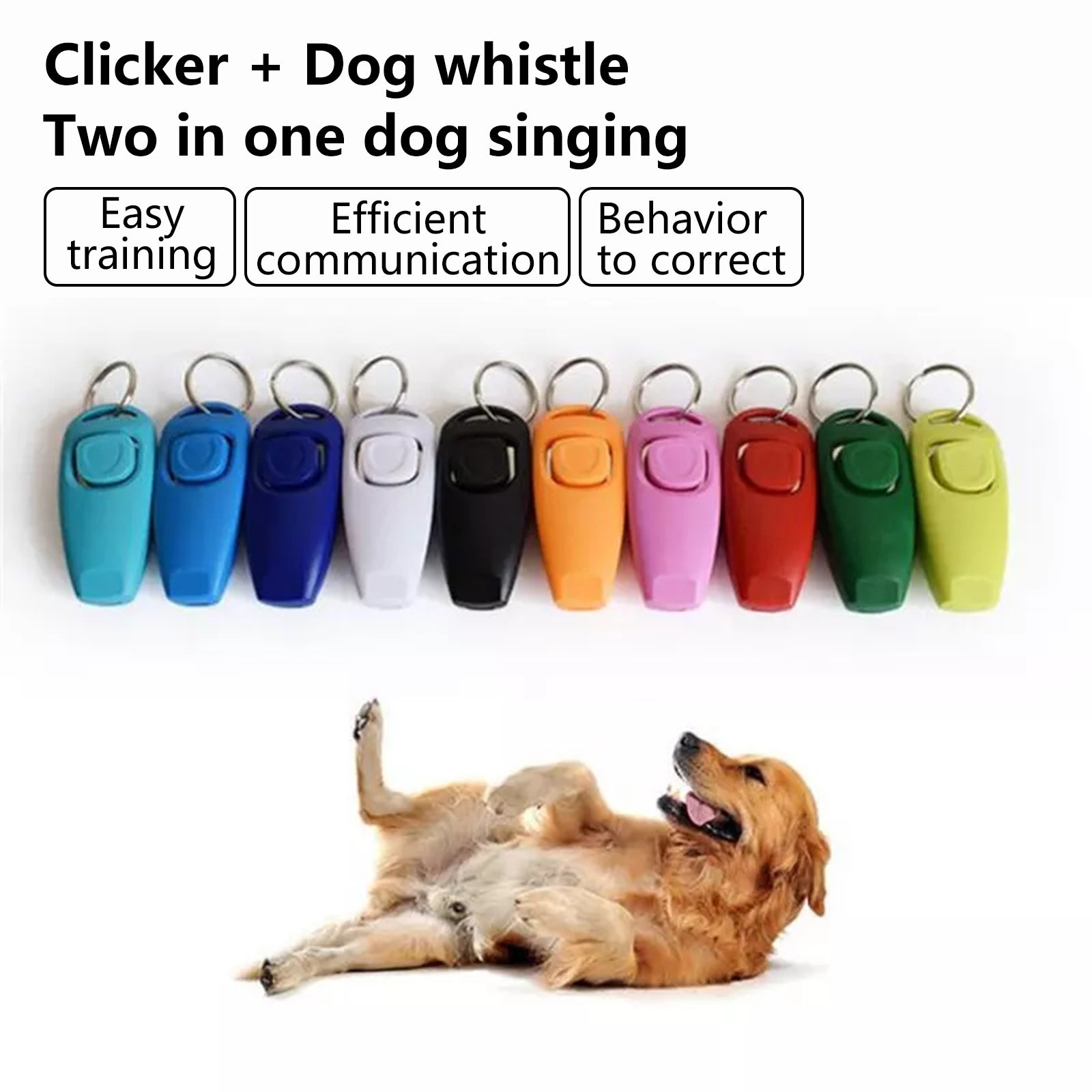 Pawfriends 2IN1 Dog Training Whistle Clicker Combo Stop Pet Barking Obedience Train Blue - Pet Care > Dog Supplies