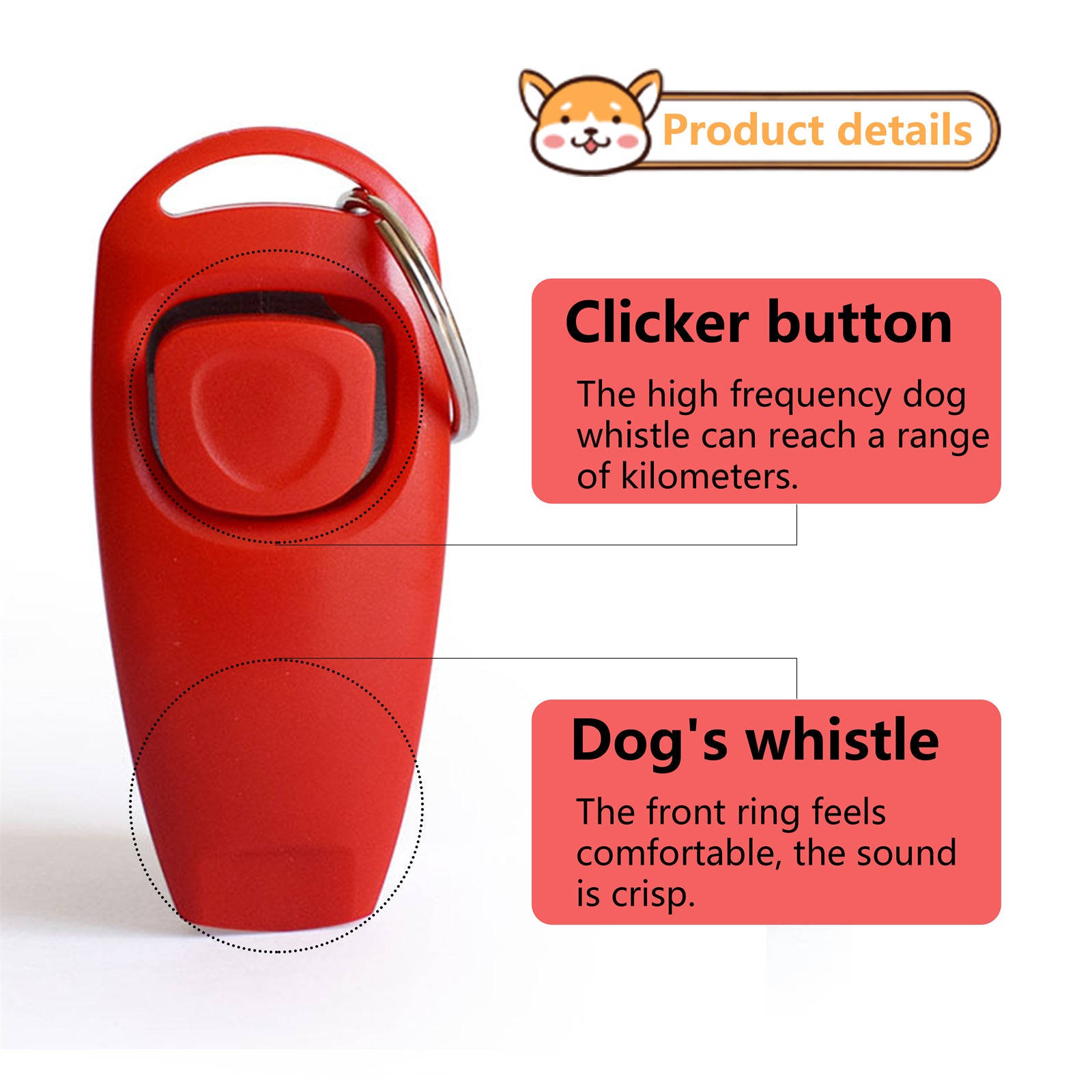 Pawfriends 2 in 1 Dog Whistle & Clicker Pet Training Tool for Dogs Cats Horses Reptiles - Pet Care > Dog Supplies