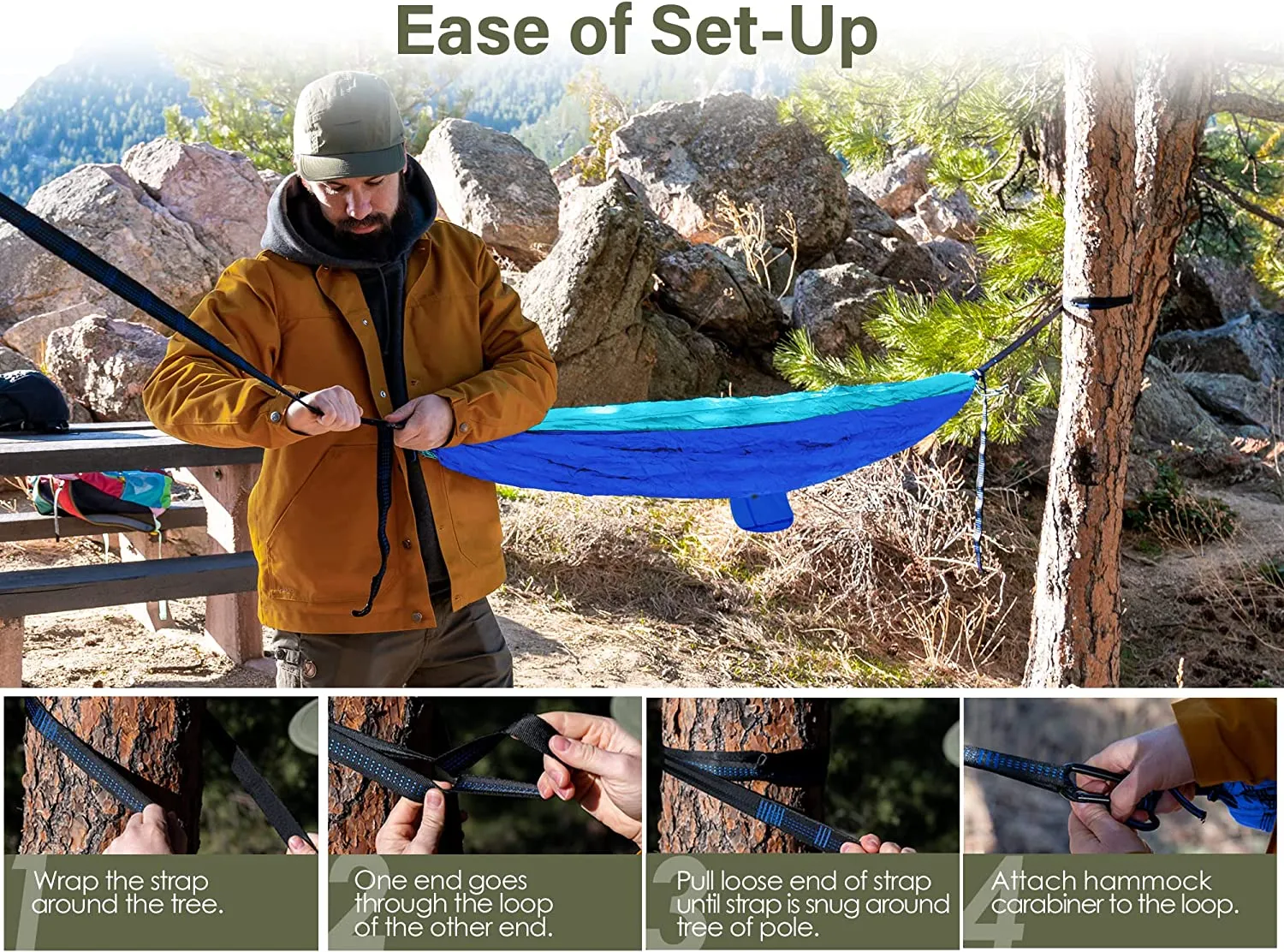 Blue & Grey Camping Hammock - Home & Garden > Hammocks