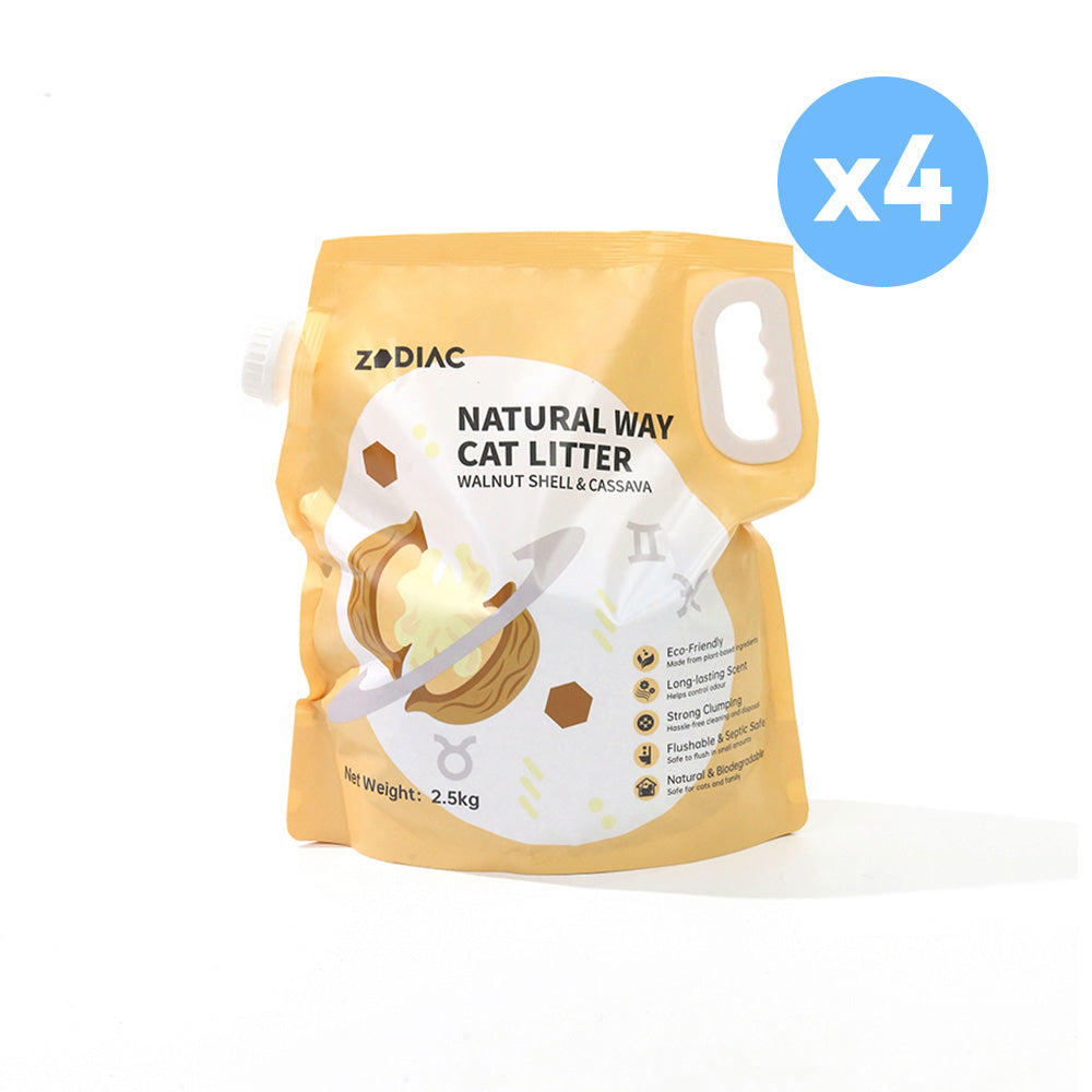 ZODIAC Natural Way Walnut Shell & Cassava Cat Litter 2.5Kgx4 - Pet Care > Cleaning & Maintenance