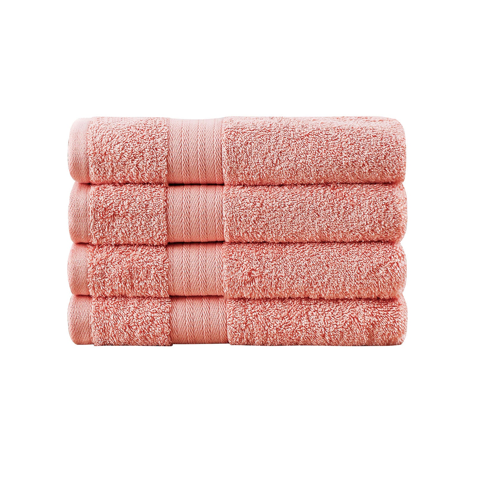 Linenland Bath Towel 4 Piece Cotton Hand Towels Set - Coral - Home & Garden > Bathroom Accessories