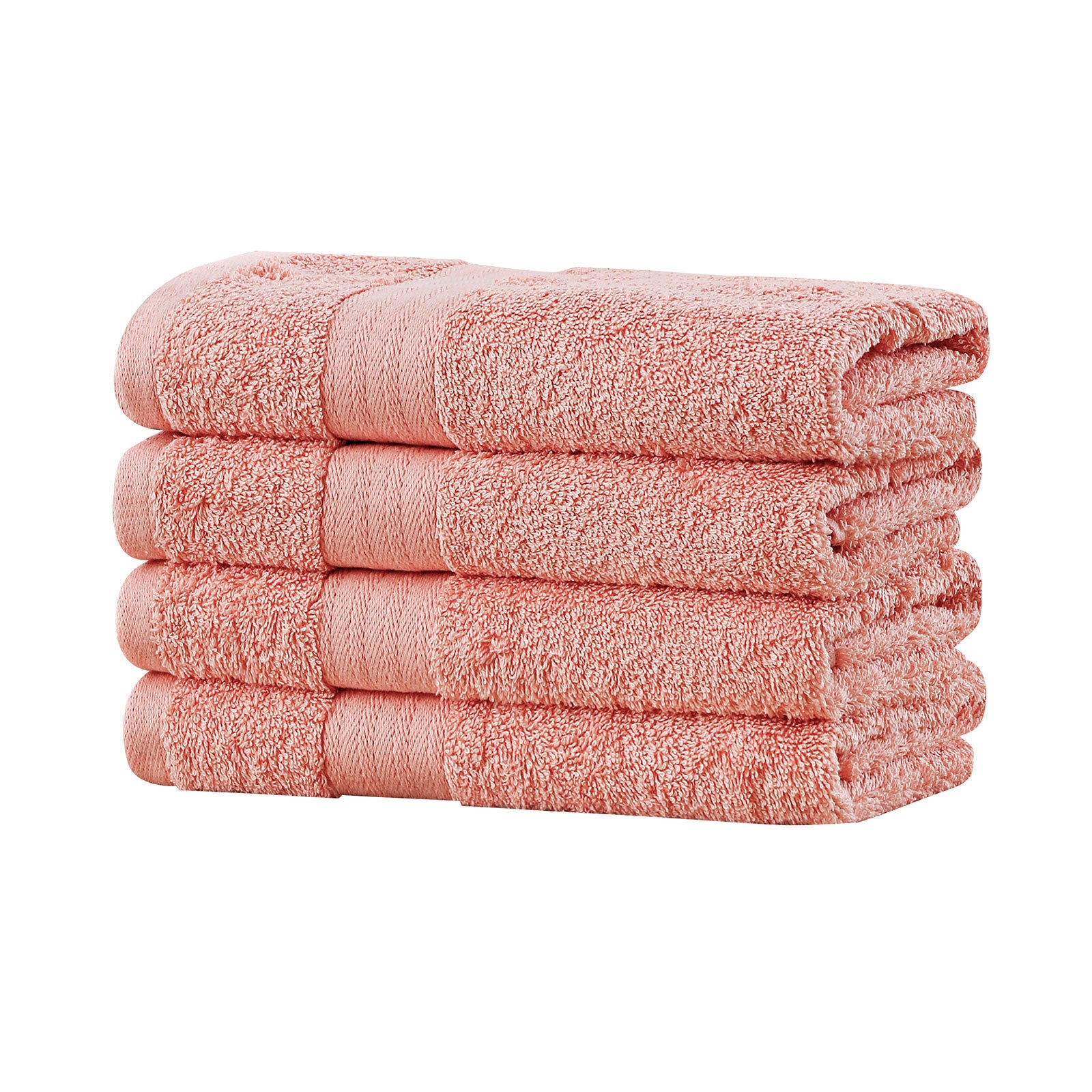 Linenland Bath Towel 4 Piece Cotton Hand Towels Set - Coral - Home & Garden > Bathroom Accessories