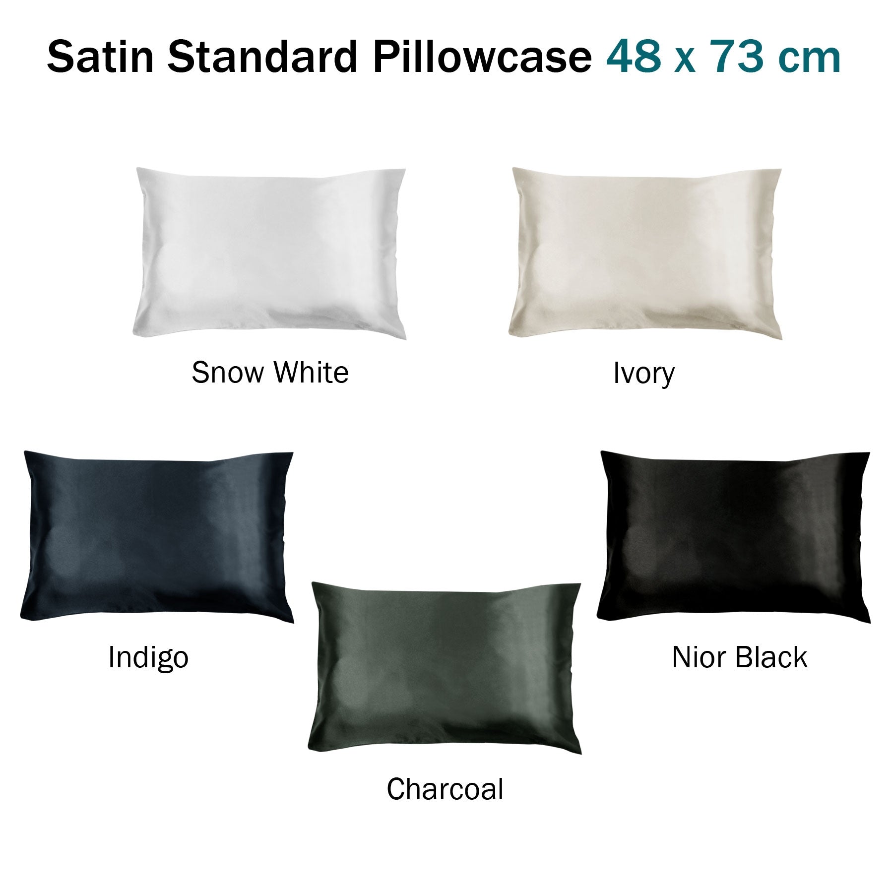 Invitation Satin Standard Pillowcase Nior Black - Home & Garden > Bedding