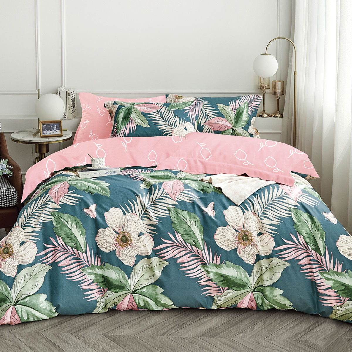 Ardor 250TC Tiki Tropical Cotton Sateen Quilt Cover Set Queen - Home & Garden > Bedding