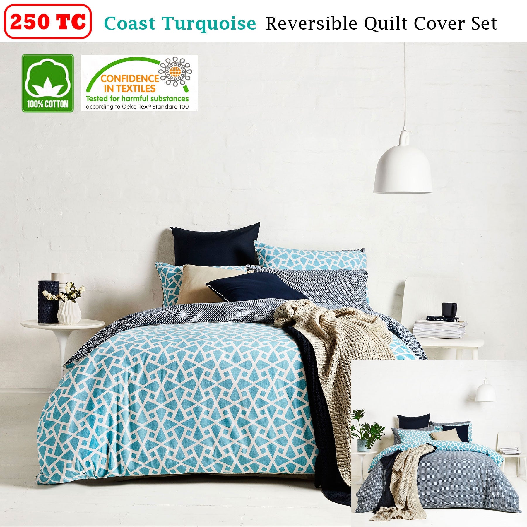 Ardor Coast Reversible Quilt Cover Set QUEEN - Home & Garden > Bedding