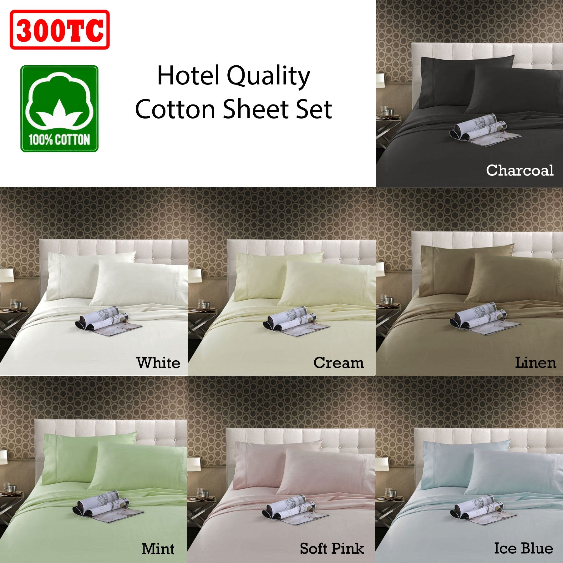 Kingtex 300TC Cotton Sheet Set Charcoal Single - Home & Garden > Bedding