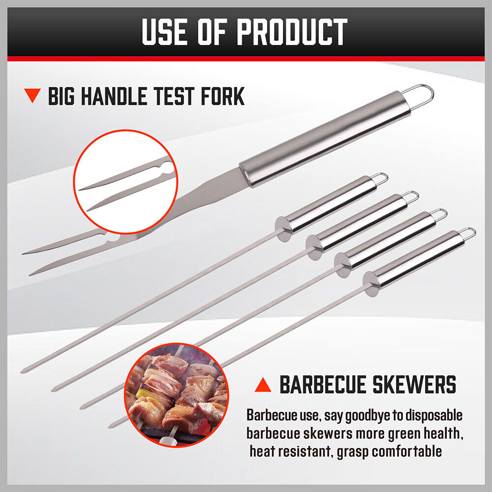 10Pcs BBQ Tool Set Stainless Steel Outdoor Barbecue Aluminium Grill Cook kitchen - Home & Garden > BBQ