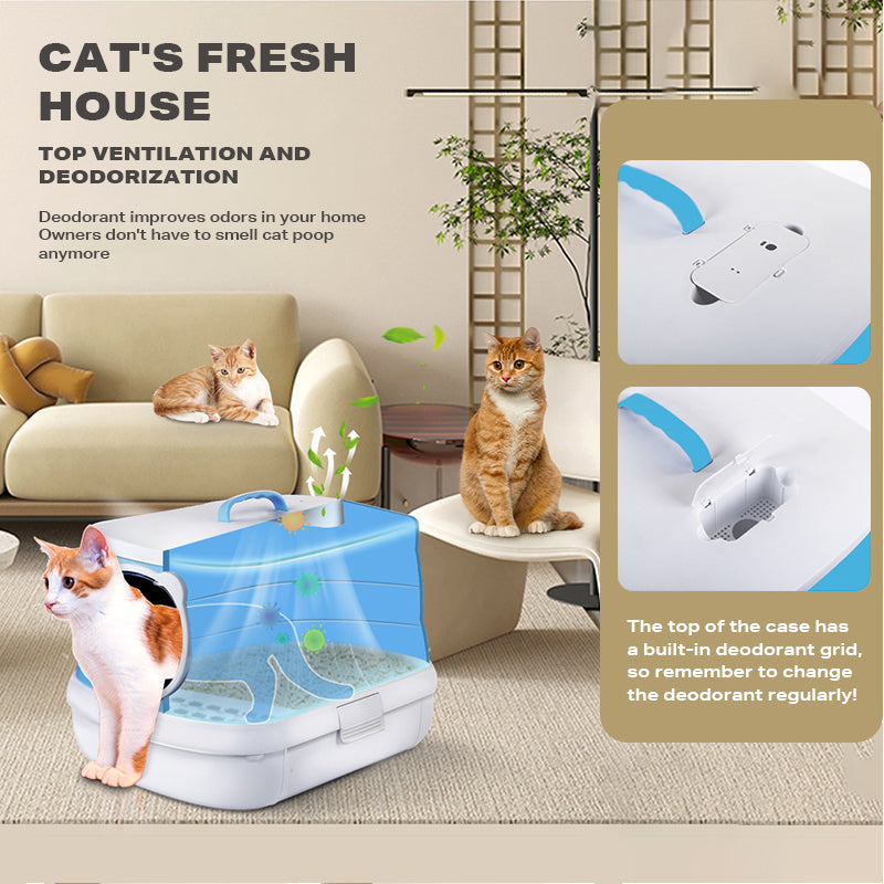 Large Foldable Cat Litter Box Plastic Toilet Easy Cleaning - Pet Care > Cat Supplies