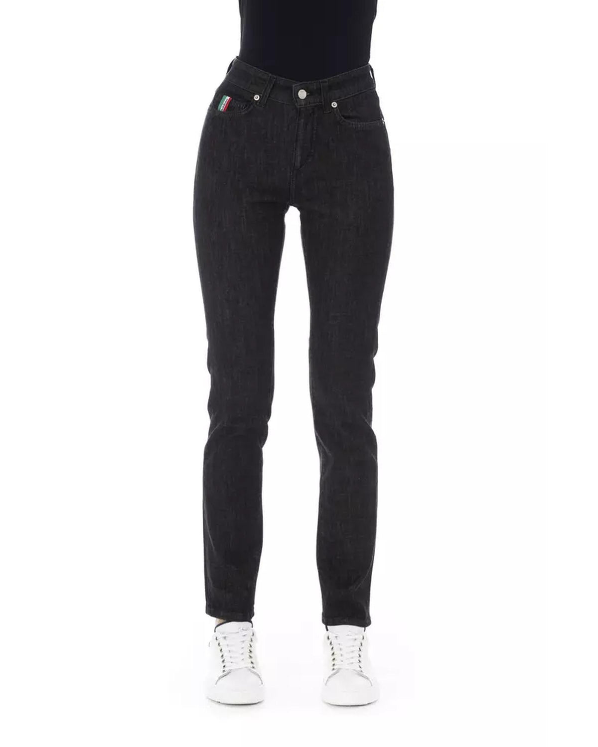 Regular Jeans with Logoed Button and Tricolor Insert. W28 US Women - Women's Fashion > Bottoms