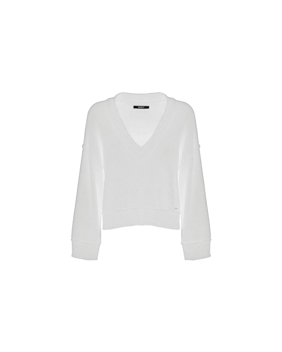 Wool Blend V-Neck Sweater with Ribbed Accents S Women - Women's Fashion > Knitwear & Sweaters