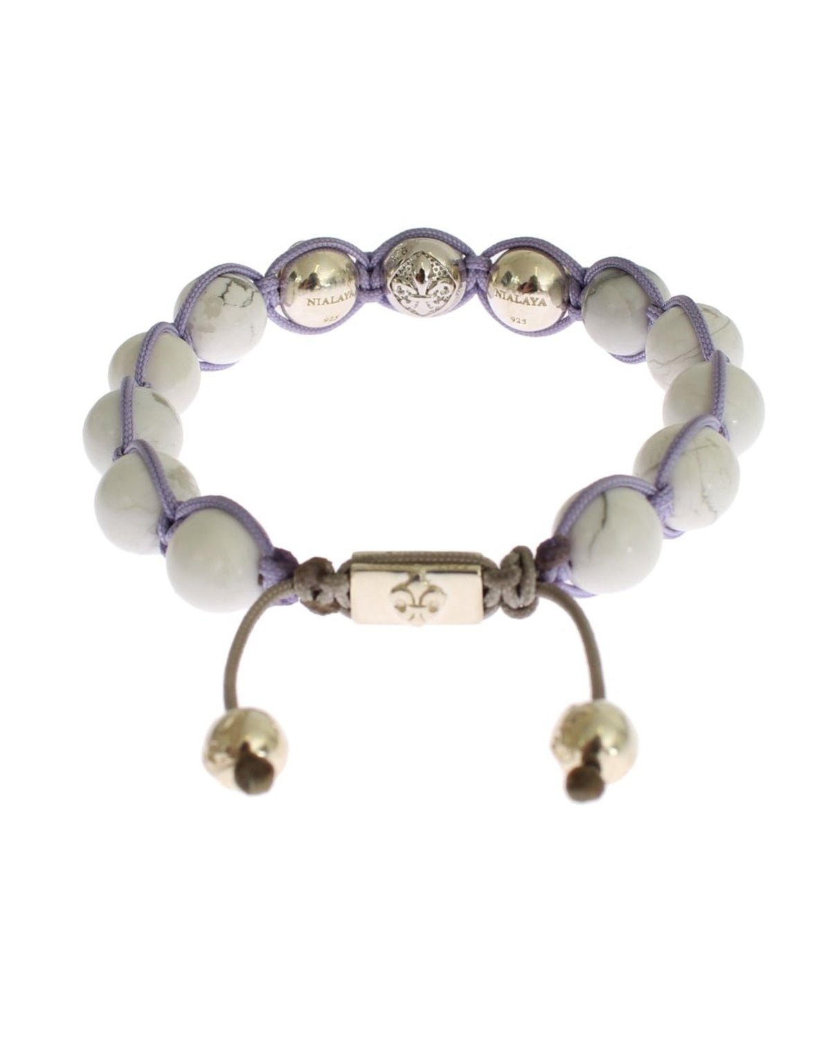 NIALAYA Sterling Silver Bracelet with Purple CZ and Howlite S Women - Women's Fashion > Jewellery