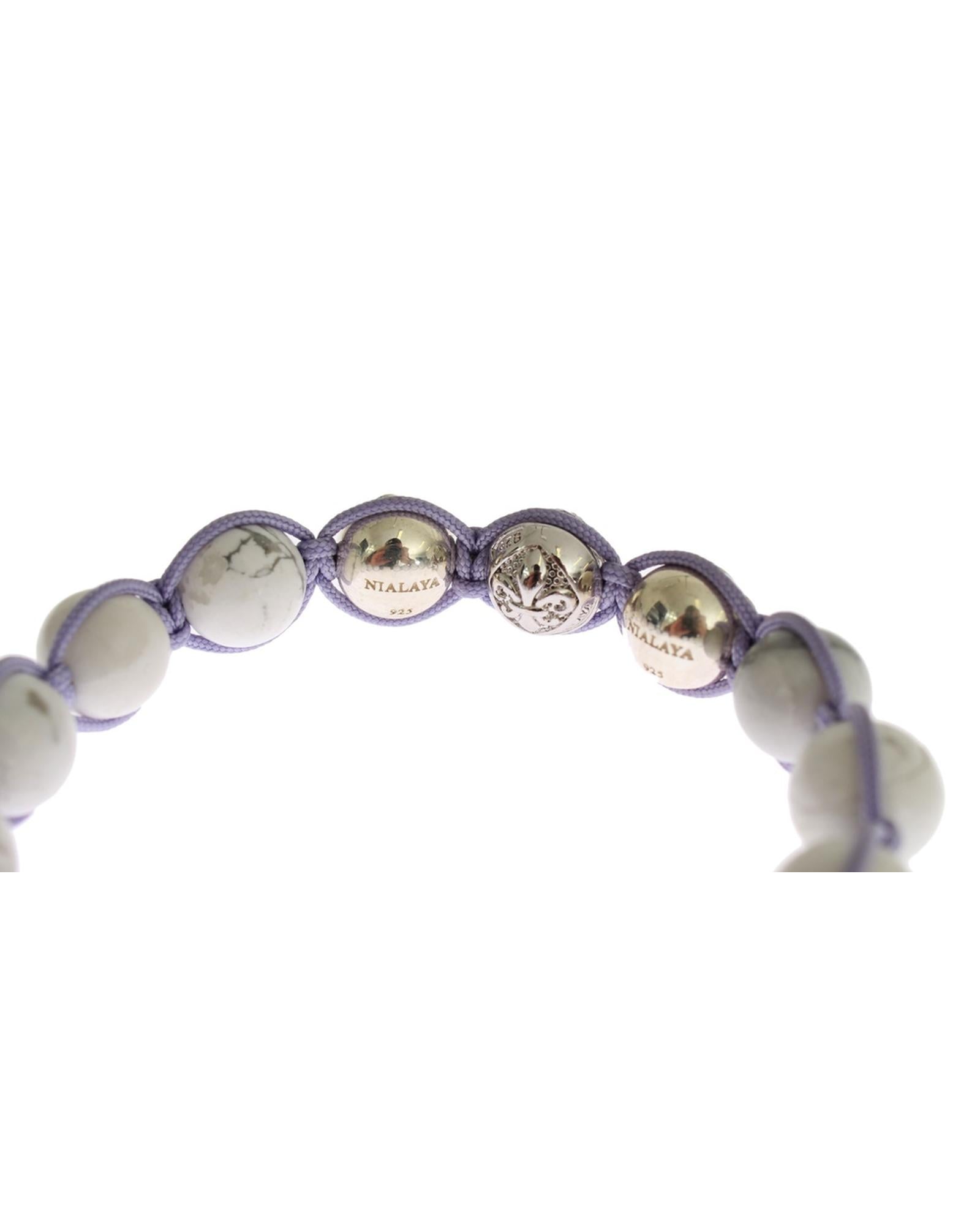 NIALAYA Sterling Silver Bracelet with Purple CZ and Howlite S Women - Women's Fashion > Jewellery