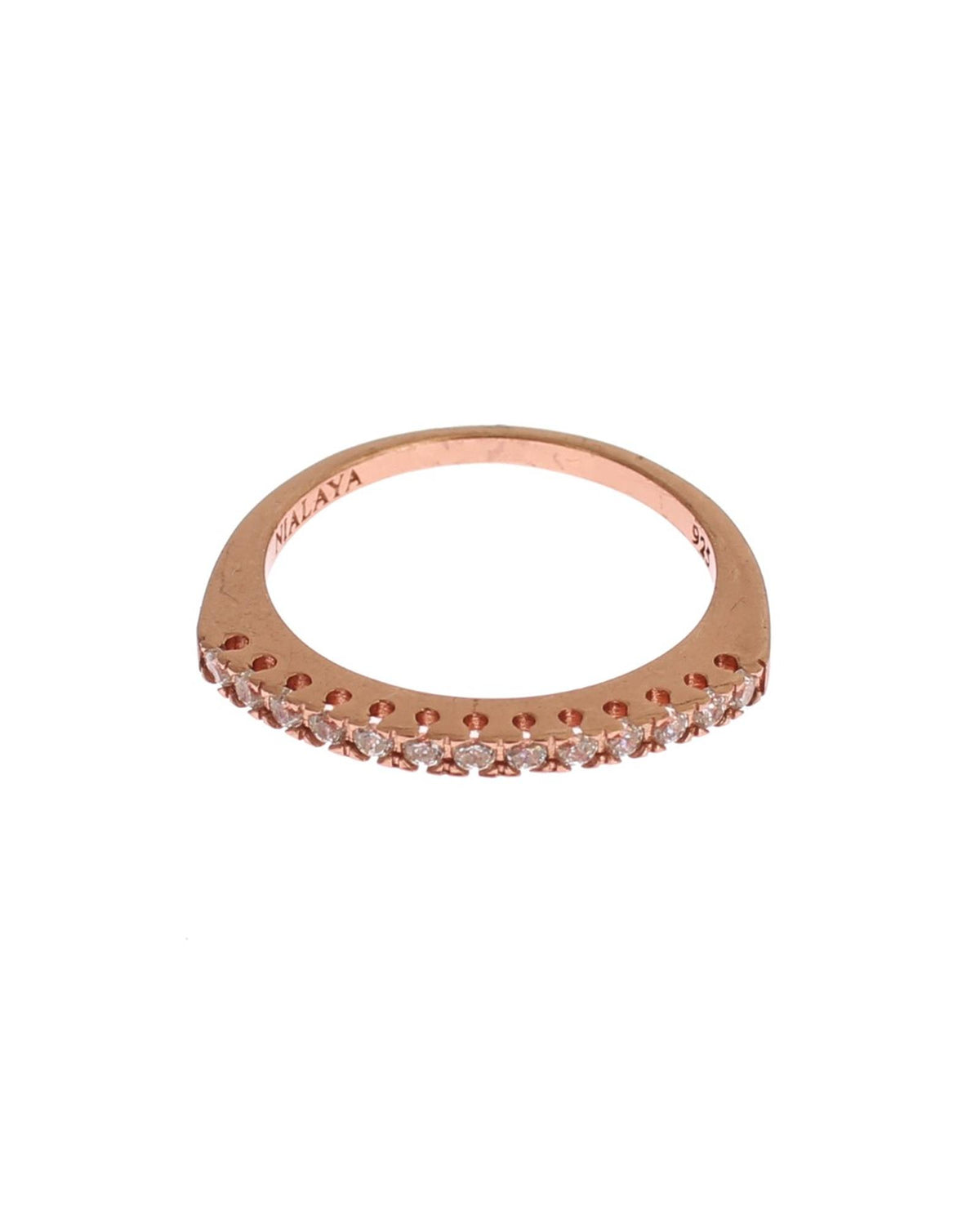 NIALAYA 18K Gold Plated Ring with Clear CZ Crystals 47 EU Women - Women's Fashion > Jewellery