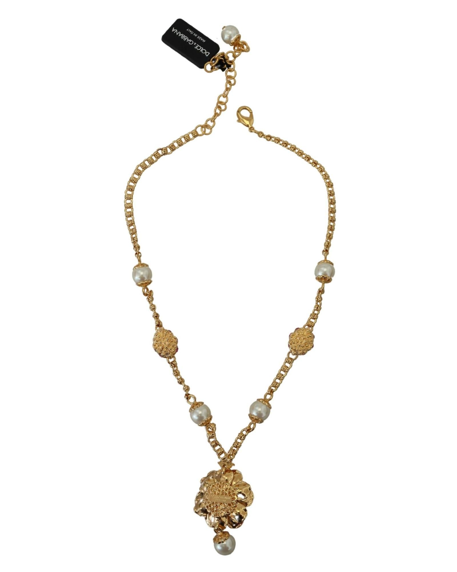 Dolce &amp; Gabbana Gold Crystal Statement Charm Necklace One Size Women - Women's Fashion > Jewellery