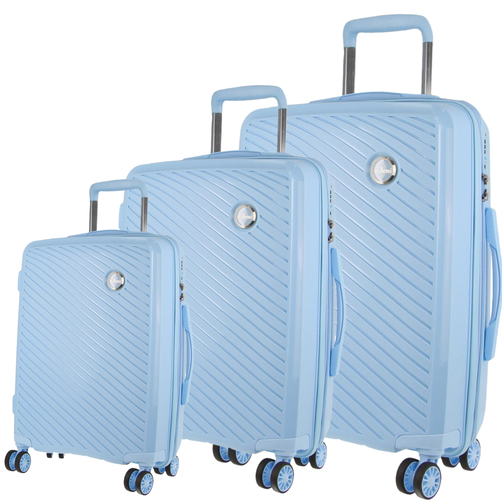 Pierre Cardin Inspired Milleni Hardshell 3-Piece Luggage Bag Set Travel Suitcase - Blue - Home & Garden > Travel