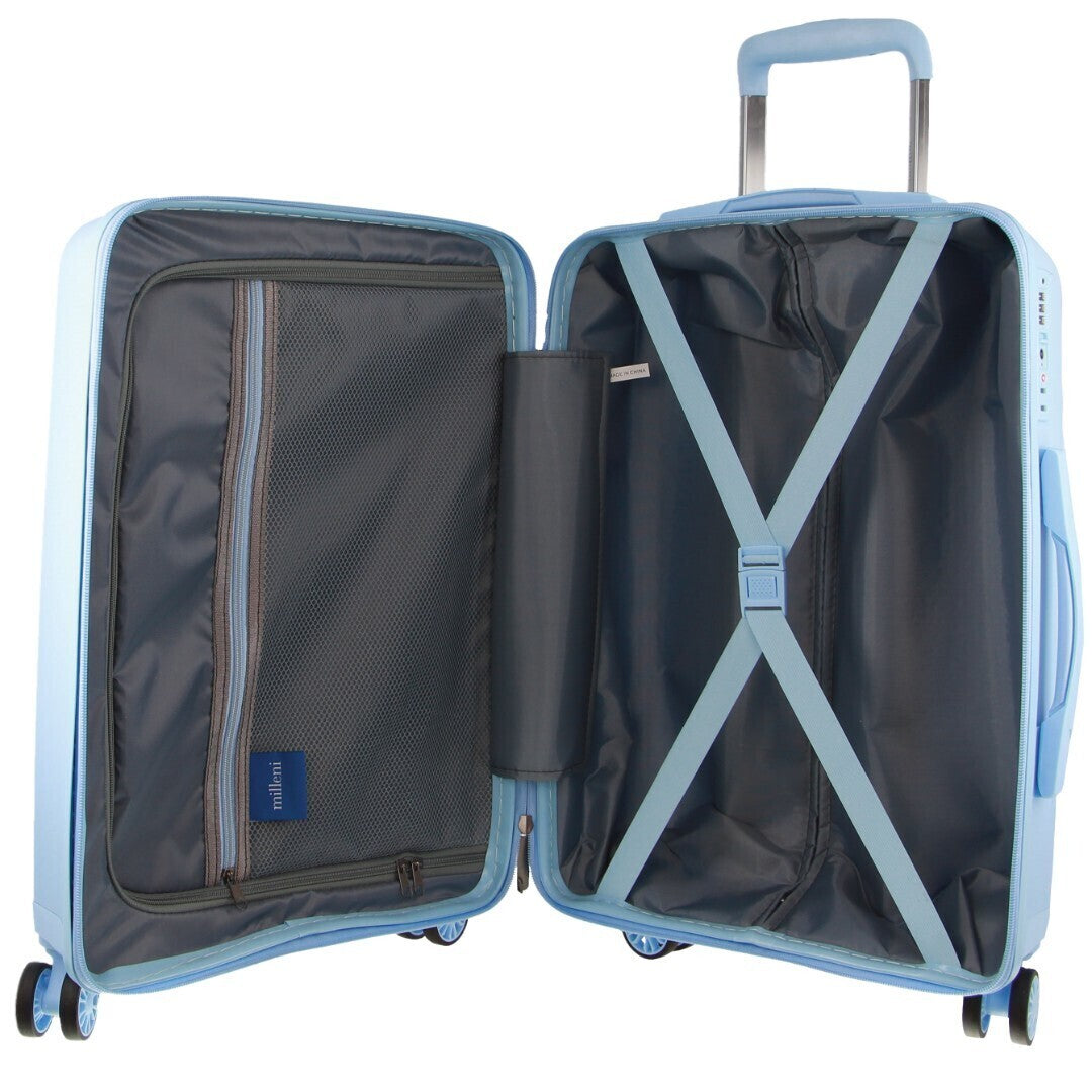 Pierre Cardin Inspired Milleni Hardshell 3-Piece Luggage Bag Set Travel Suitcase - Blue - Home & Garden > Travel