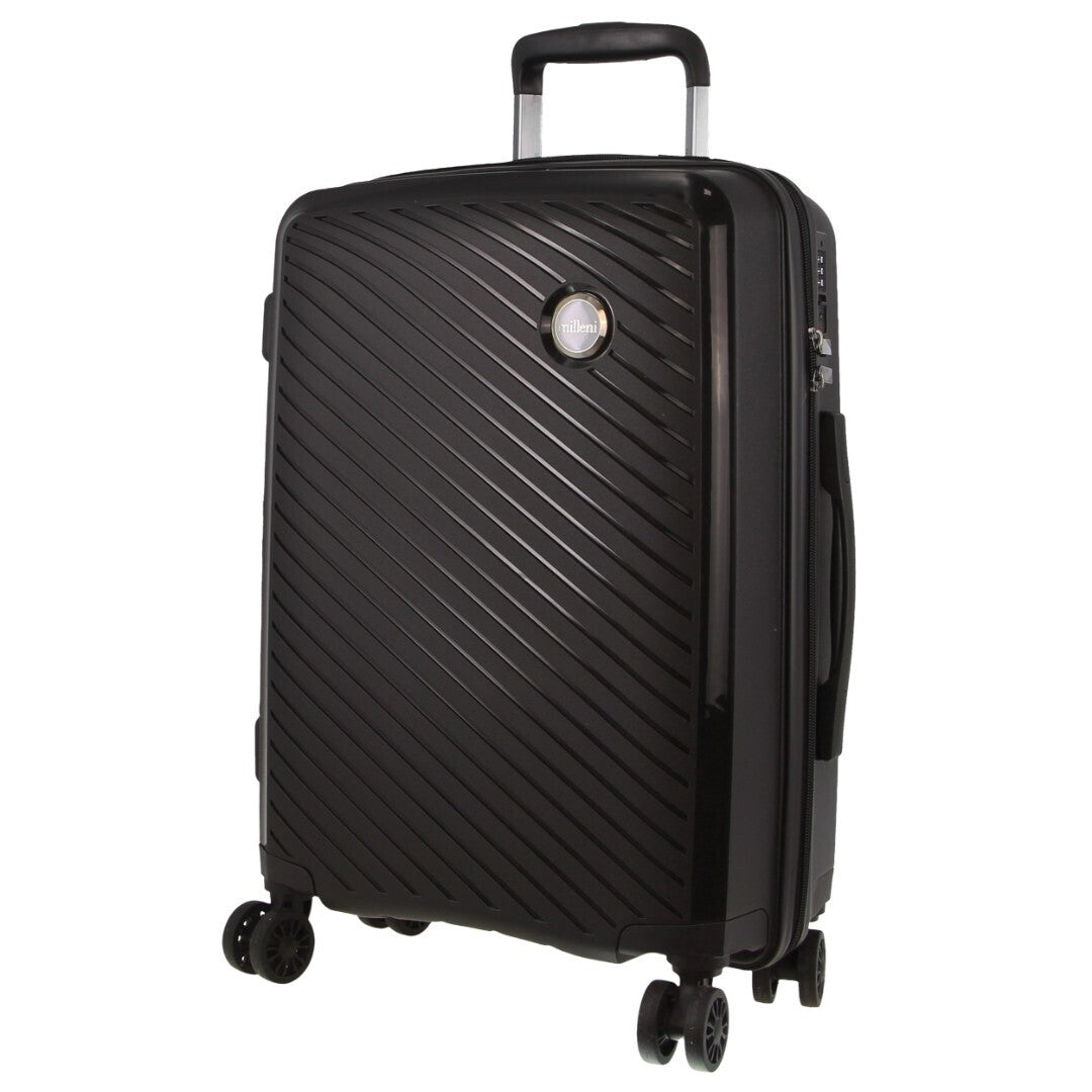 Pierre Cardin Inspired Milleni Cabin Luggage Bag Travel Carry On Suitcase 54cm (39L) - Black - Home & Garden > Travel