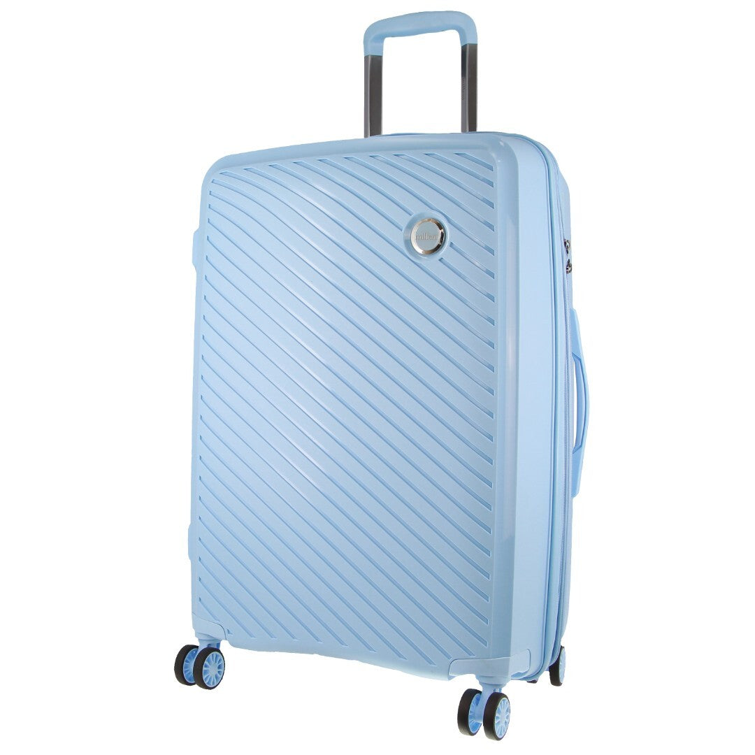 Pierre Cardin Inspired Milleni Checked Luggage Bag Travel Carry On Suitcase 65cm (82.5L) - Blue - Home & Garden > Travel