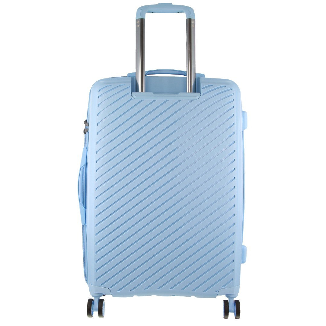 Pierre Cardin Inspired Milleni Checked Luggage Bag Travel Carry On Suitcase 65cm (82.5L) - Blue - Home & Garden > Travel