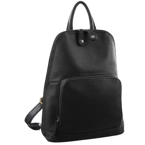 Milleni Genuine Italian Leather Soft Nappa Leather Backpack Travel Bag - Black - Women's Fashion > Handbags